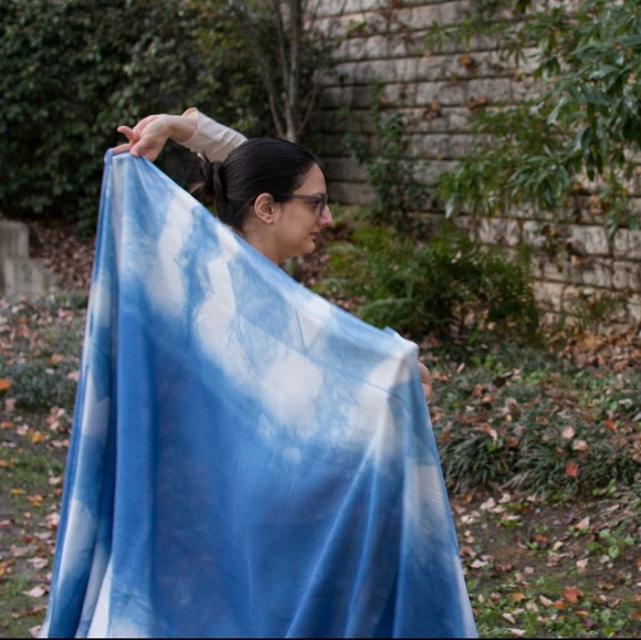 Indigo Shibori silk scarf/shawl/wrap - Picture 7 of 8